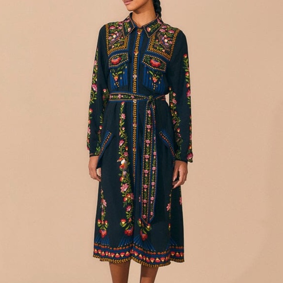 FARM Rio Dresses & Skirts - Black Toucan Garden Midi Dress